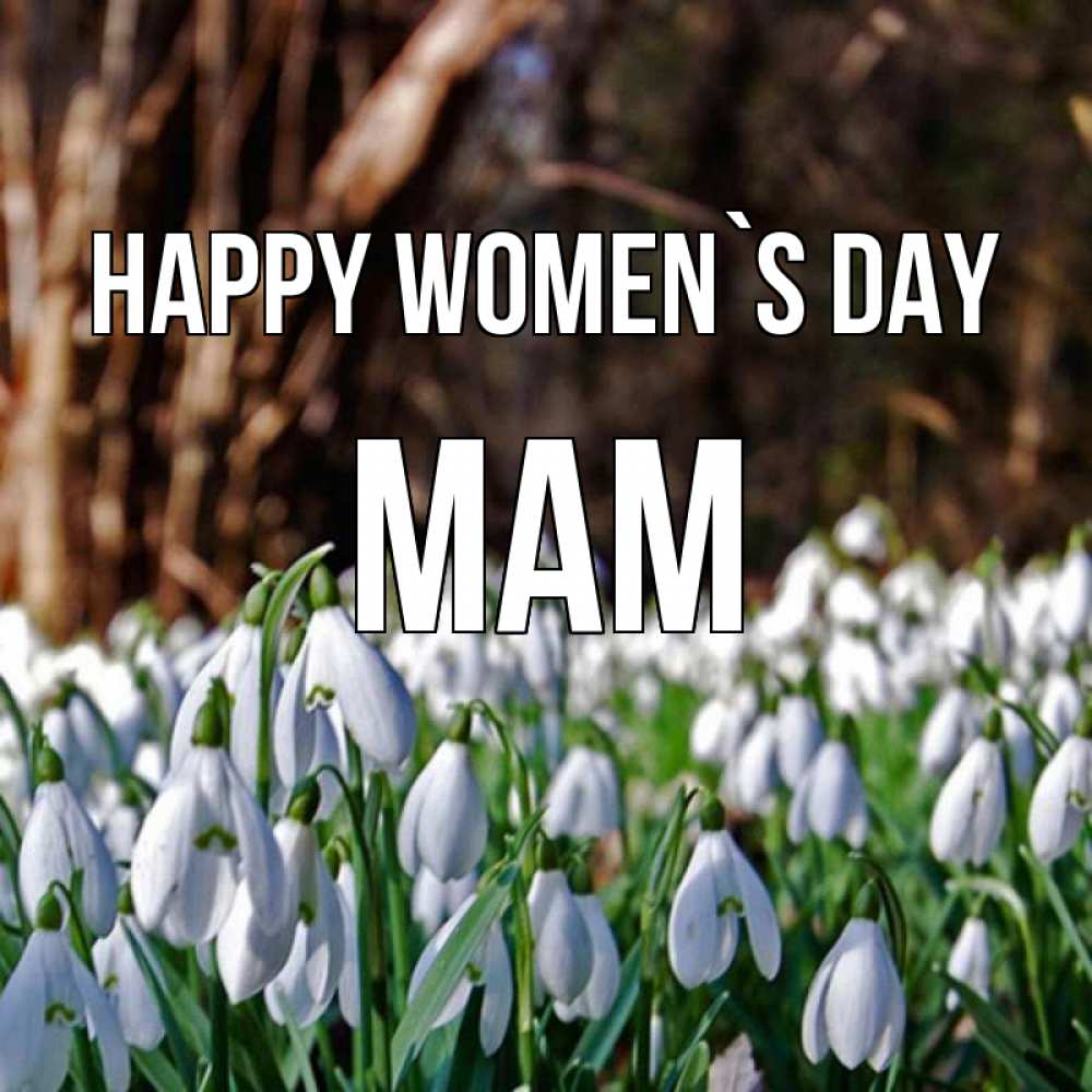 Greetings card с именем, mam happy women`s day с подснежниками 1 Greetings with text for free download 
